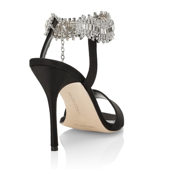 Manolo Blahnik Parinasan 105 Embellished Sandals Heels in Black Size 38 - Picture 3 of 8